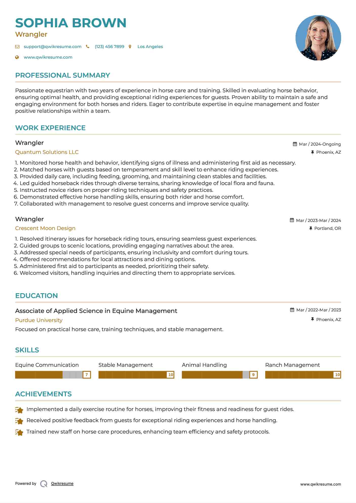 Wrangler Resume Sample