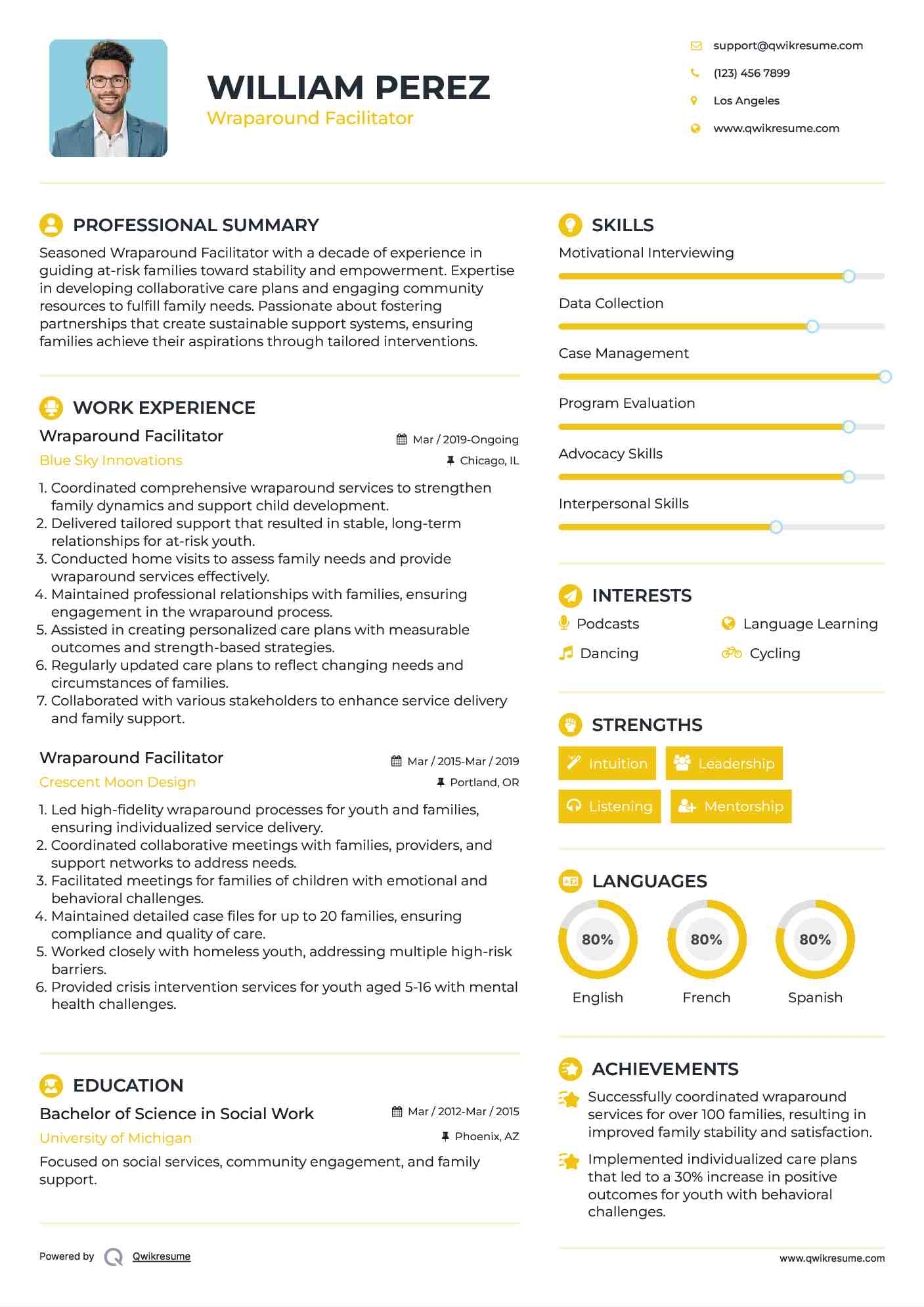 Wraparound Facilitator Resume Sample