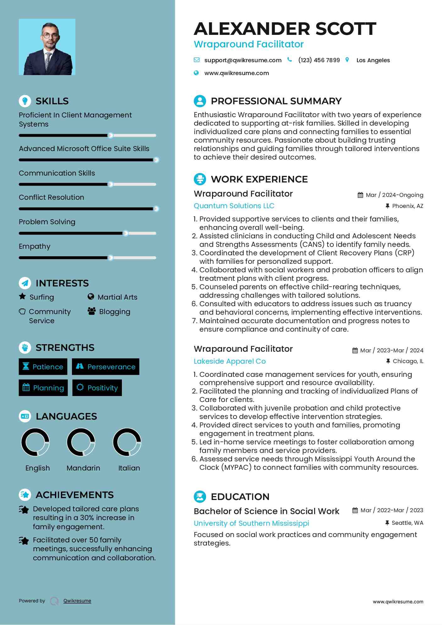 Wraparound Facilitator Resume Sample