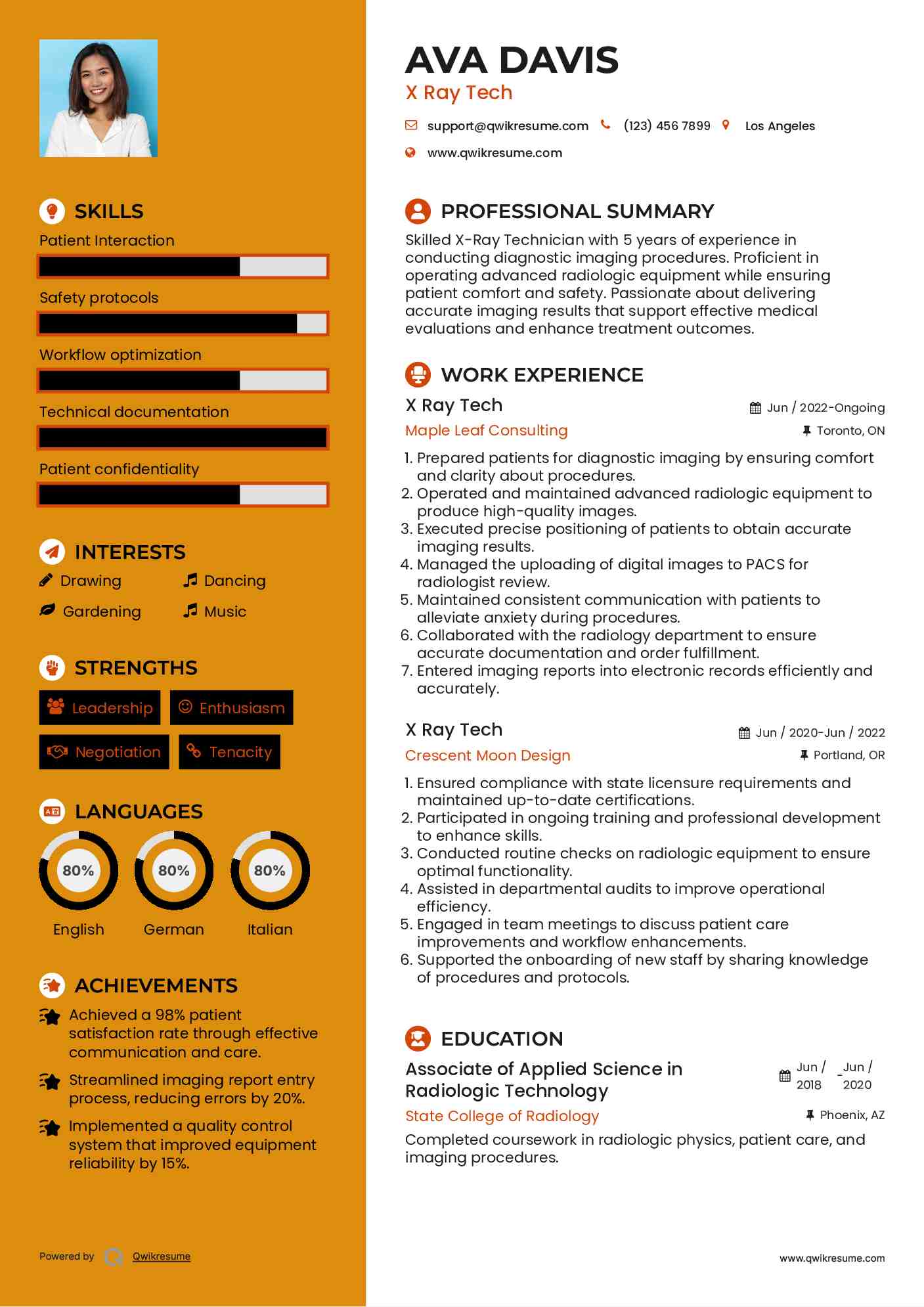 X Ray Tech Resume Template