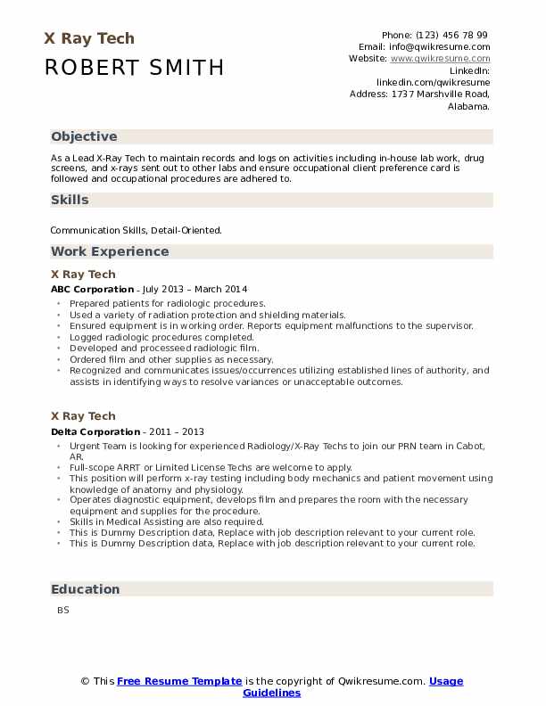 X Ray Tech Resume Samples QwikResume - X Ray Tech 1647320844 Pdf 