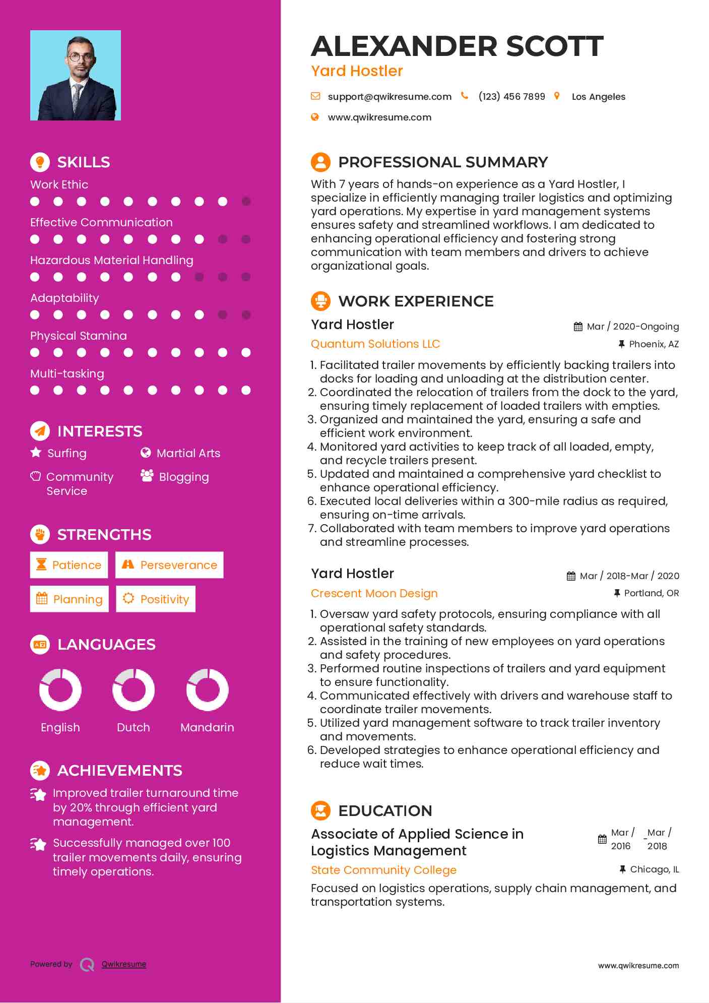 Yard Hostler Resume Samples QwikResume