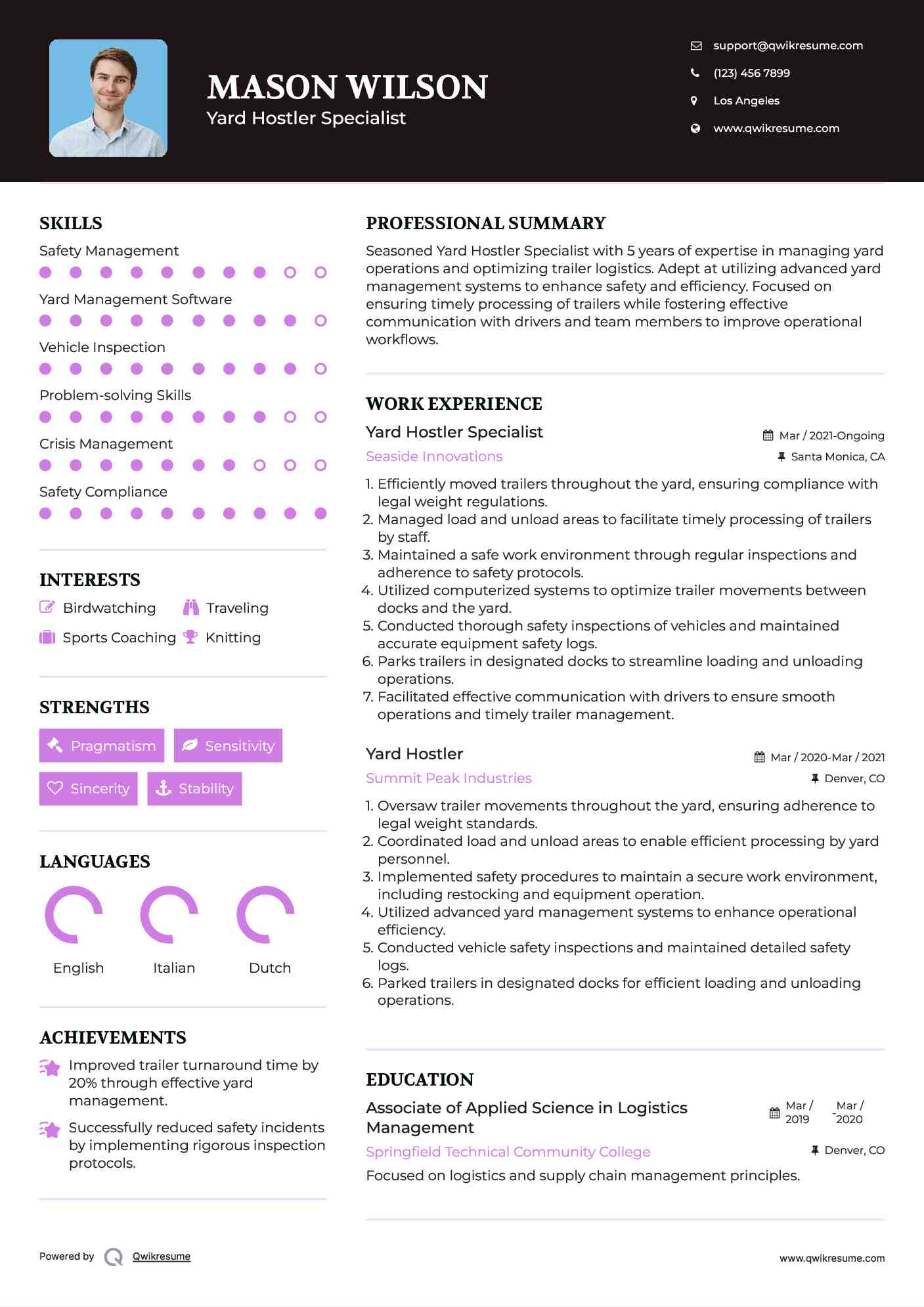 Yard Hostler Resume Samples QwikResume