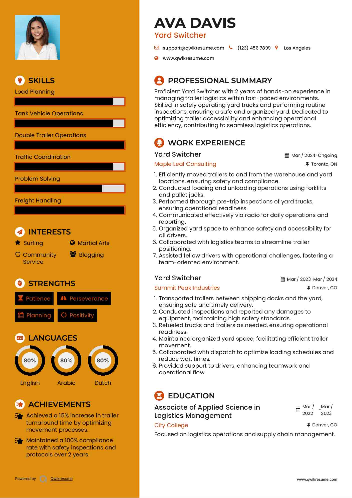 Yard Switcher Resume Example