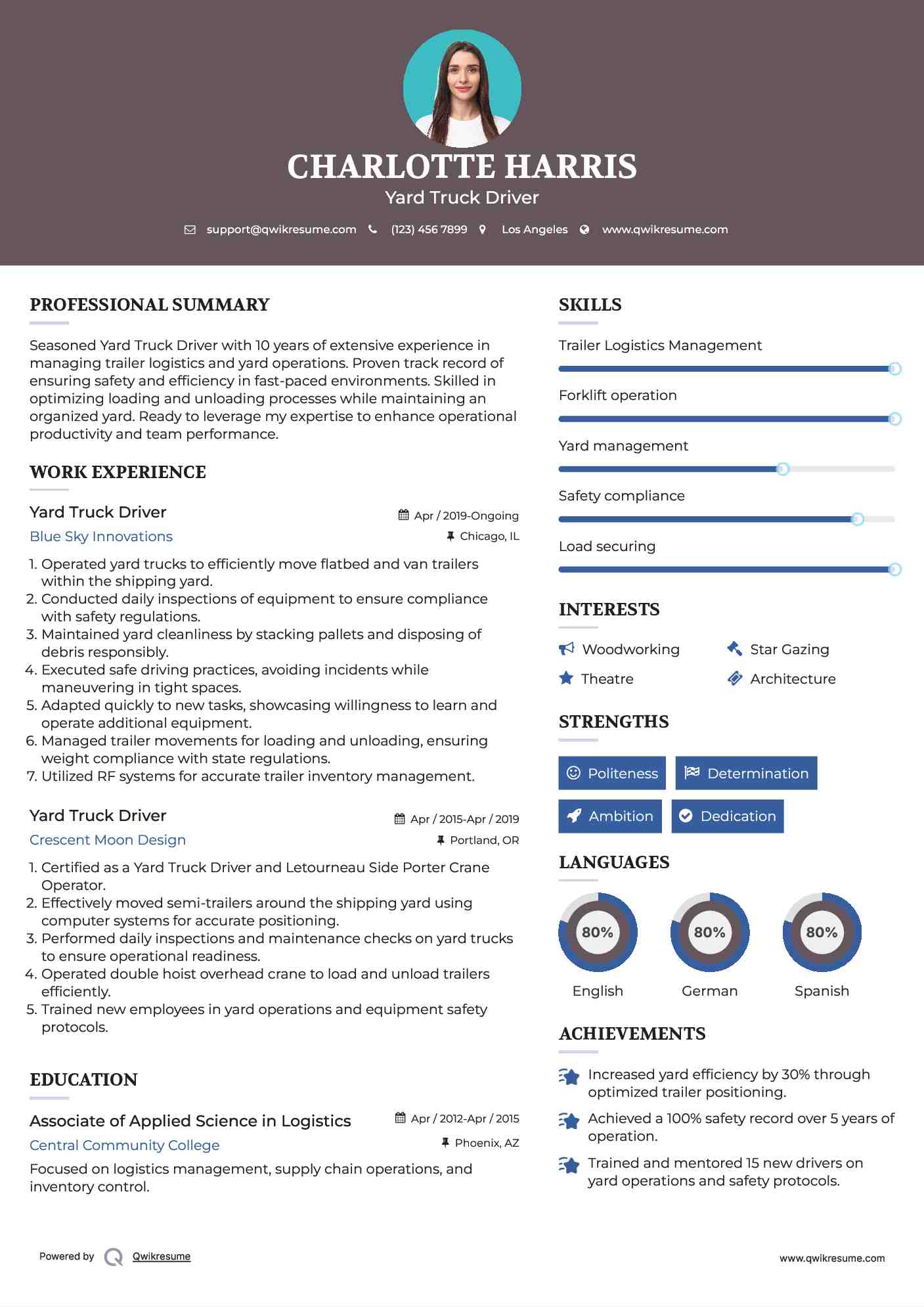 Yard Truck Driver Resume Samples - Yard Truck Driver 1663753024 Pdf