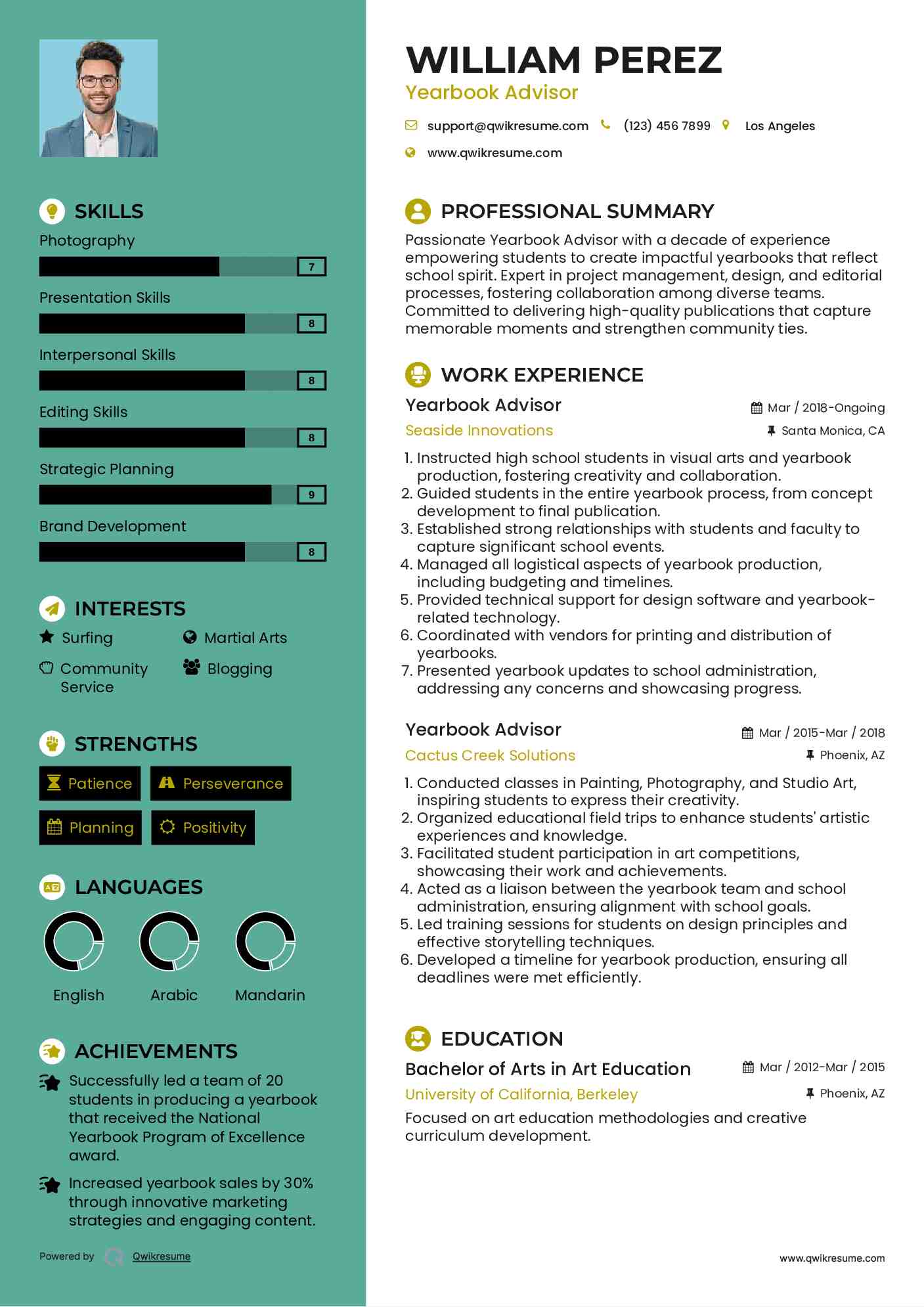 Yearbook Advisor Resume Template