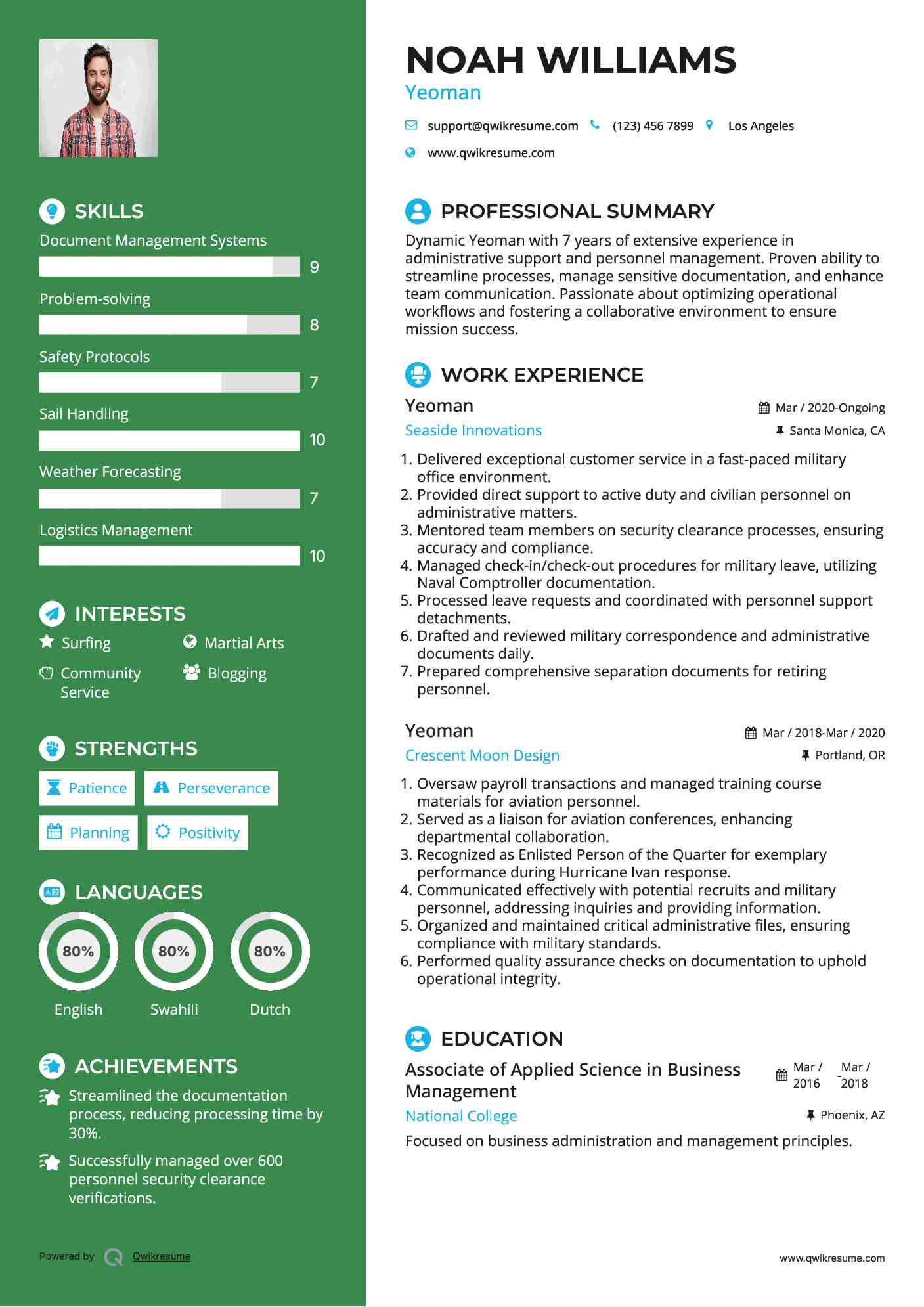 Yeoman Resume Format