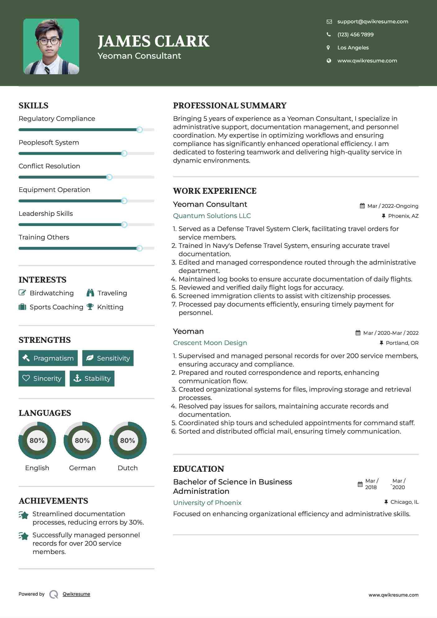 Yeoman Consultant Resume Template