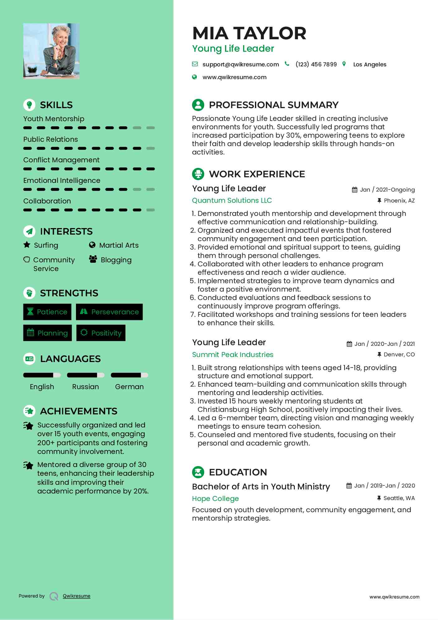 Young Life Leader Resume Format