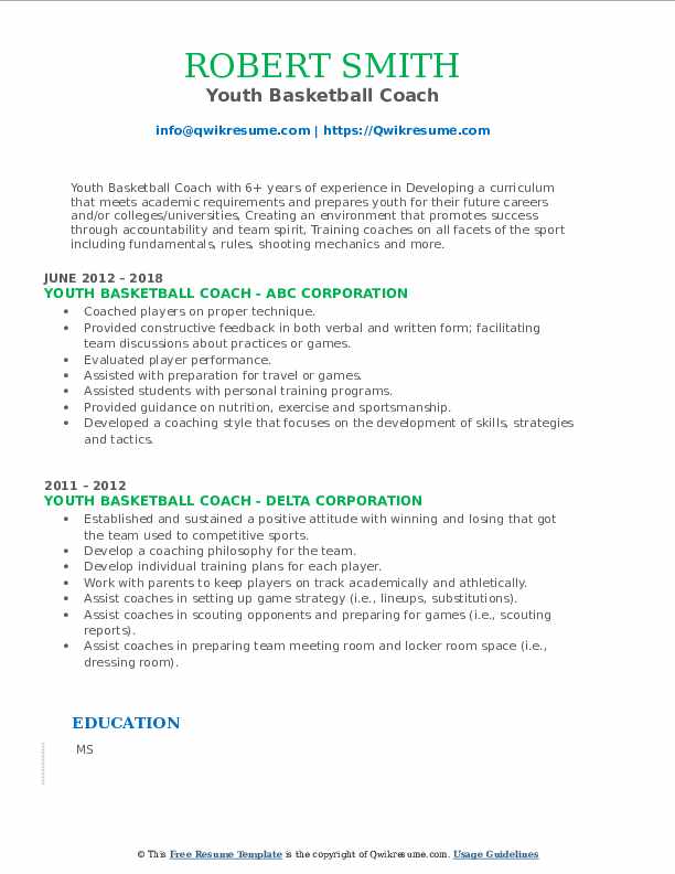 10 Basketball Coach Resume Samples - Youth Basketball Coach 1655136502 Pdf 