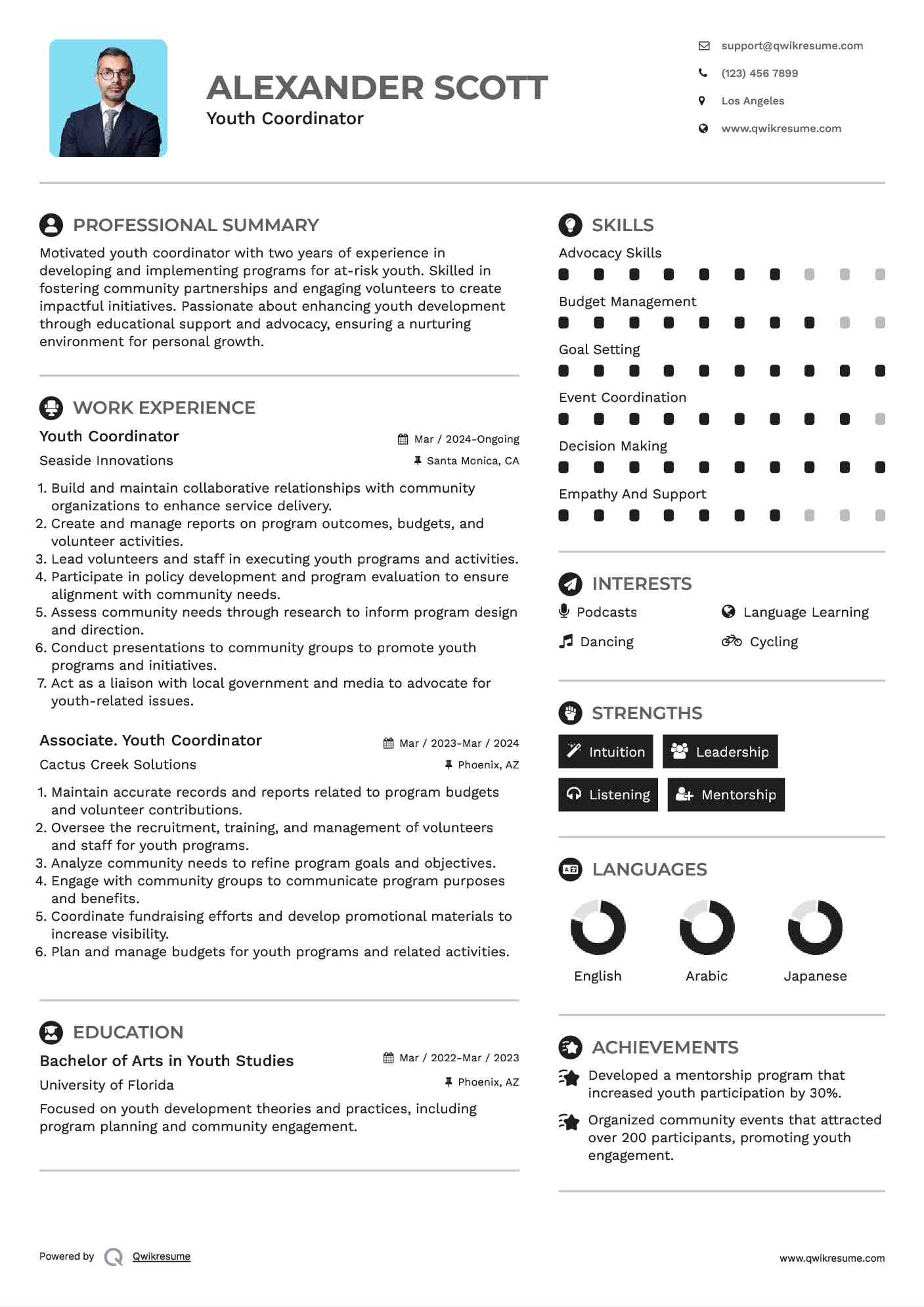 youth coordinator resume samples qwikresume sample youth coordinator resume
