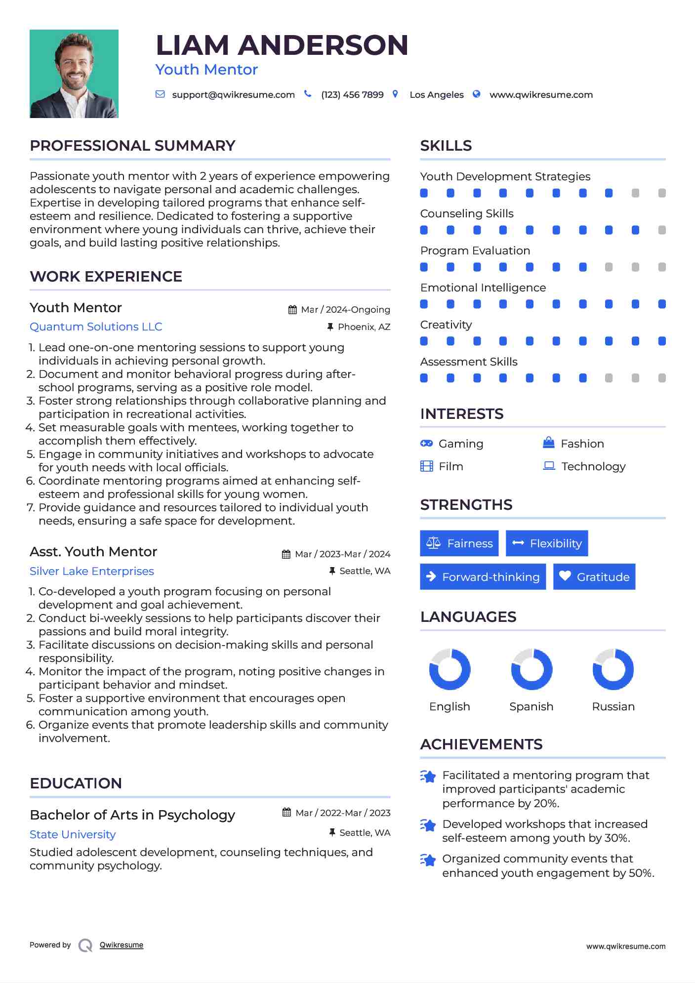 Youth Mentor Resume Sample
