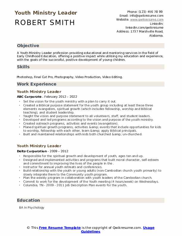 Youth Ministry Leader Resume Samples - Youth Ministry Leader 1658507189 Pdf 