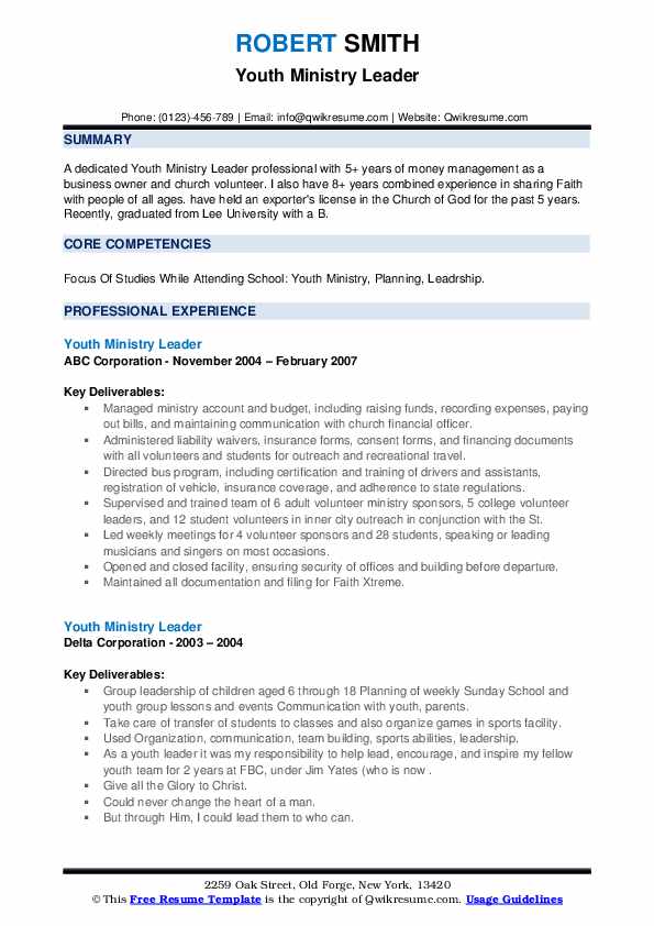Youth Ministry Leader Resume Samples - Youth Ministry Leader 1658507207 Pdf 