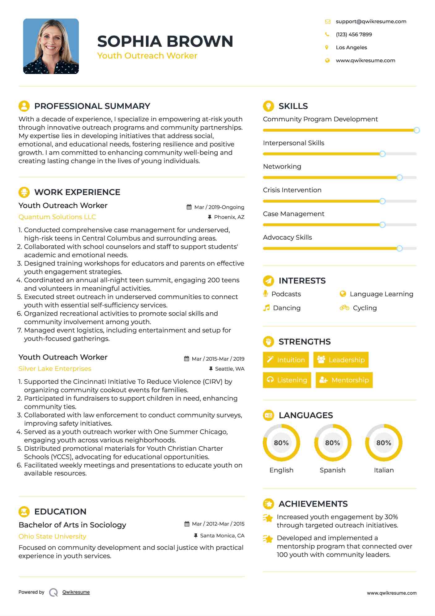 Youth Outreach Worker Resume Format