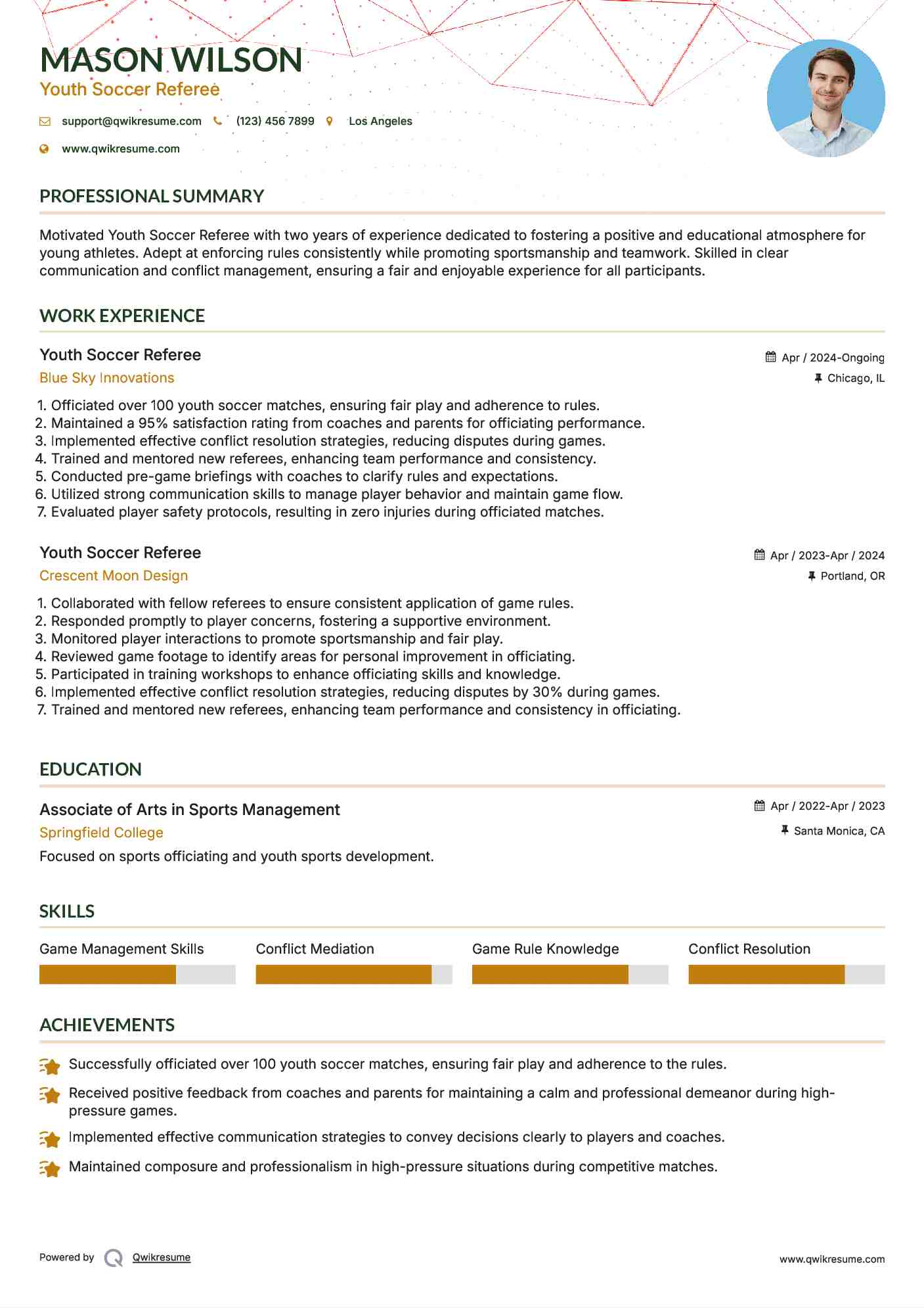 Youth Soccer Referee Resume Template