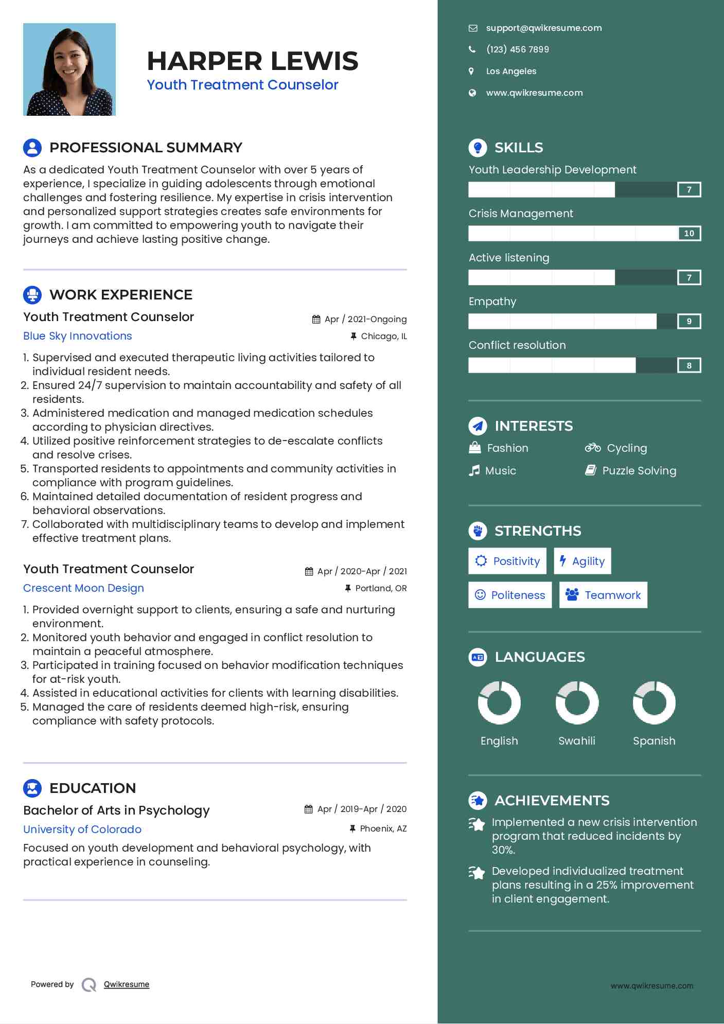 Youth Treatment Counselor Resume Format